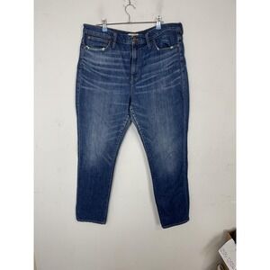 Madewell Womens Jeans 34 Blue High-Rise Slim Boyjean Denim Distressed Casual